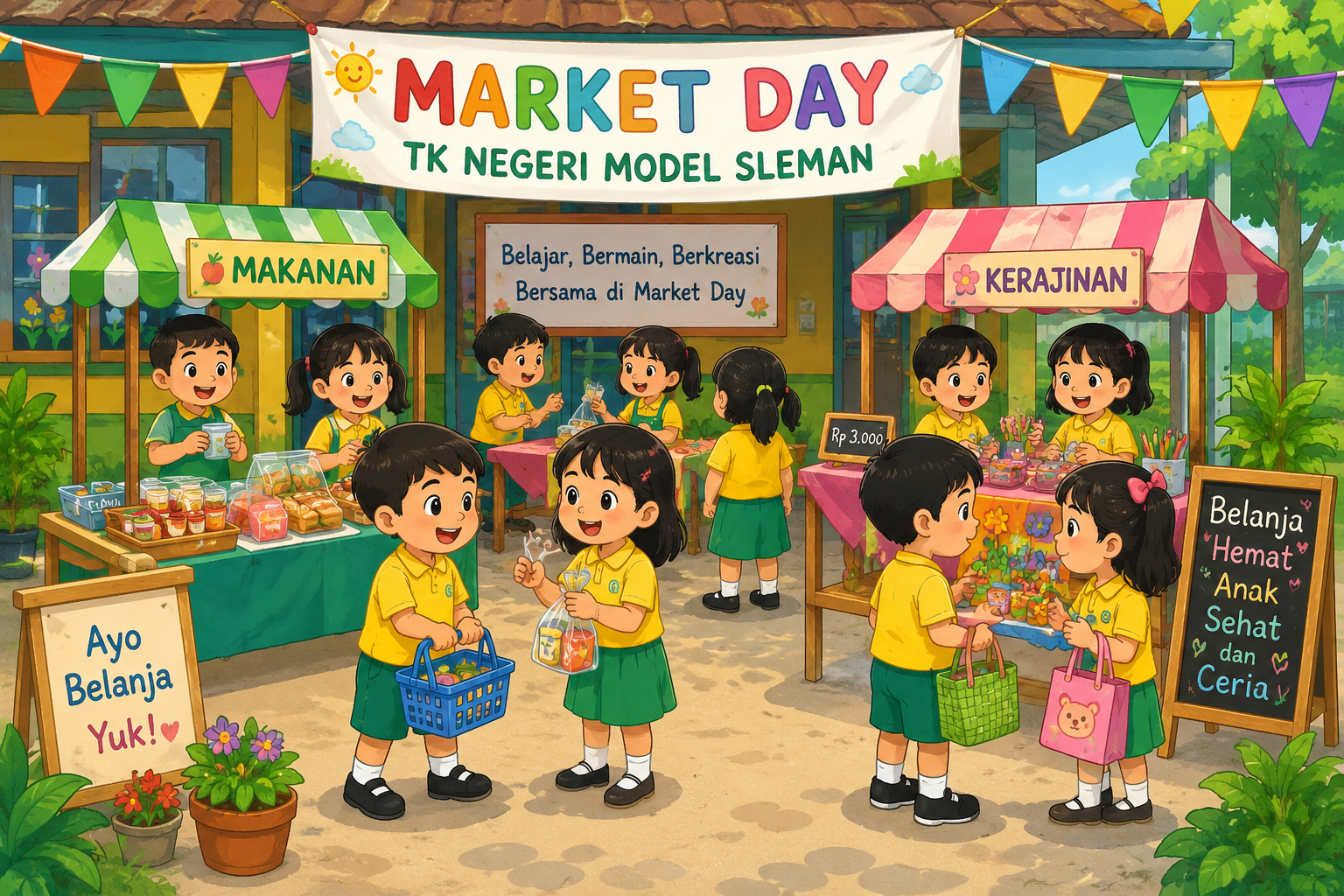 Semangat Belajar dan Berkarya, TK Negeri Model Sleman Gelar Market Day dan Persiapan Lomba Angklung